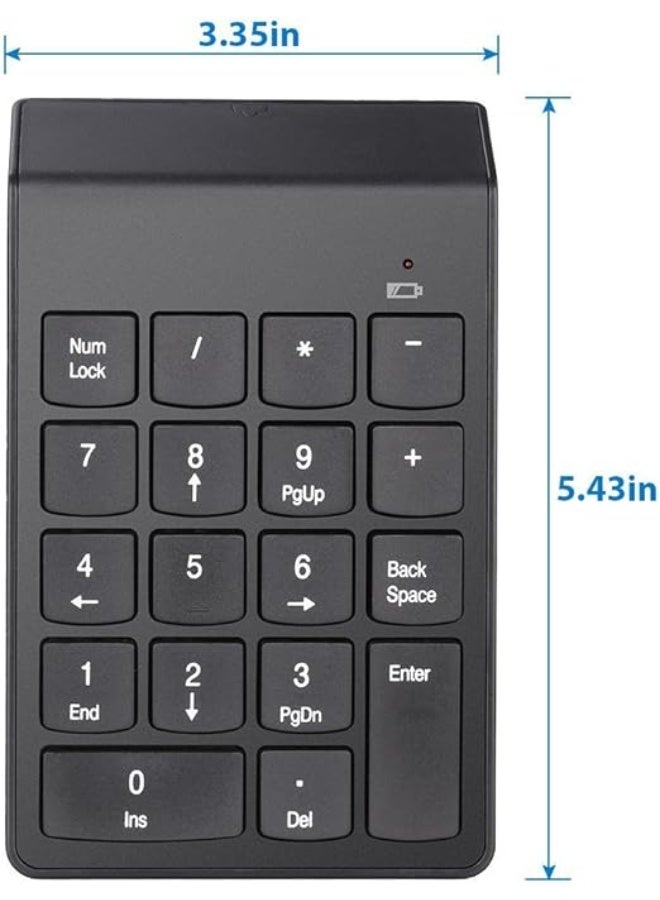 Universal Wireless Numeric Keypad - 18 Keys Cordless Number Pad with USB Receiver for Laptop and Desktop Data Entry - Image 2